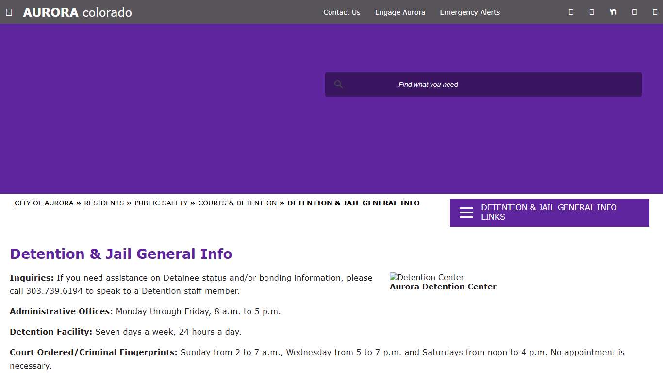 Detention & Jail General Info - City of Aurora