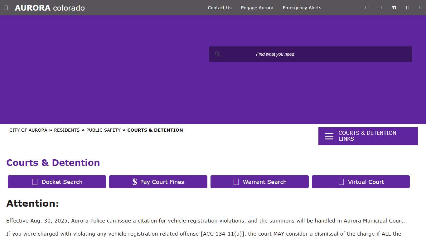Courts & Detention - City of Aurora