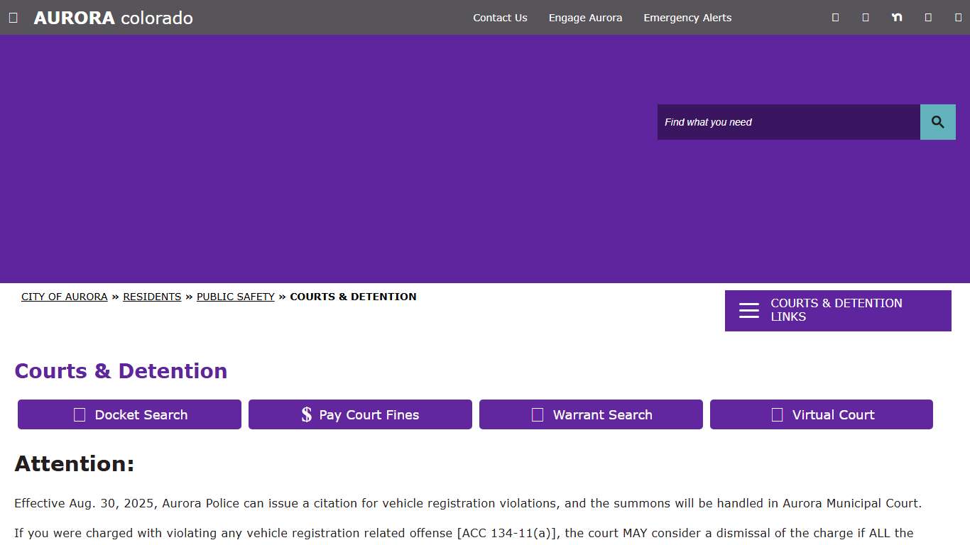 Courts & Detention - City of Aurora